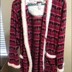 Pink Fleece/Sherpa Frenchie Dog Robe